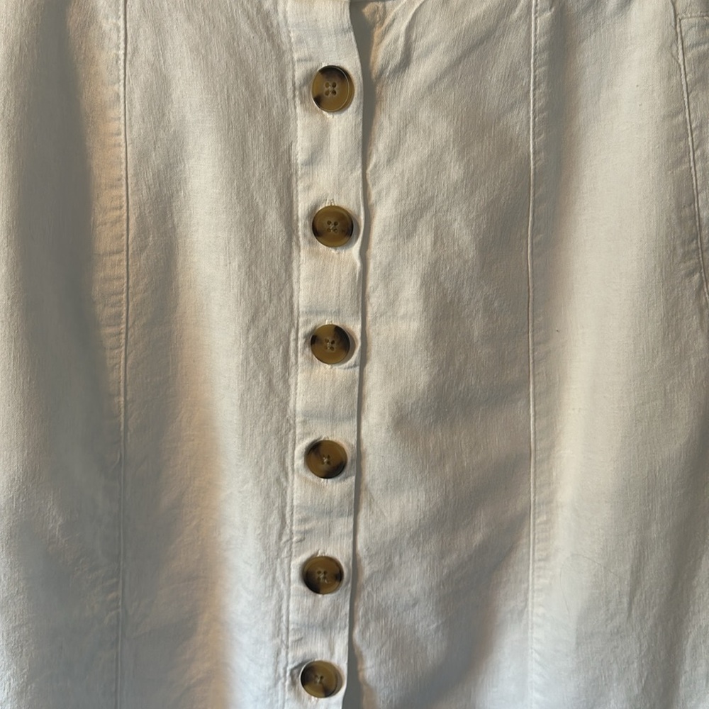 Universal Thread Button-Front White Linen Skirt - image 5